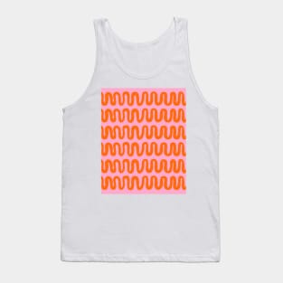 Squiggly Linear Pattern in Pink and Orange Stripes Tank Top